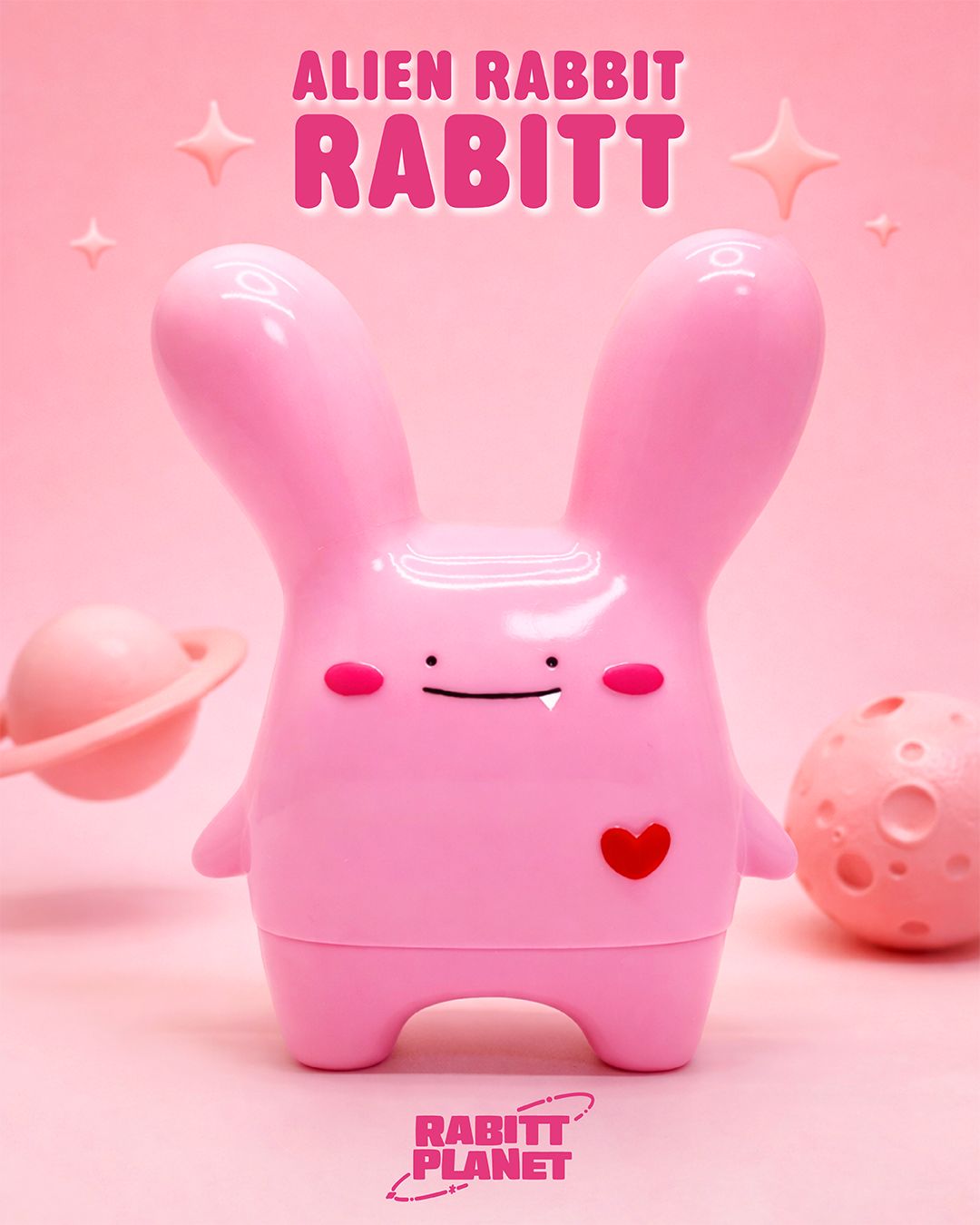 Alien Rabbit Rabitt, pink sofubi figure by Rabitt Planet
